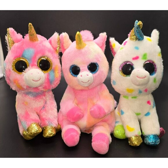 Ty Beanie Boo Unicorn Plush Toy Trio Harmonie Skylar fantasia Stuffed Animals - Picture 1 of 9